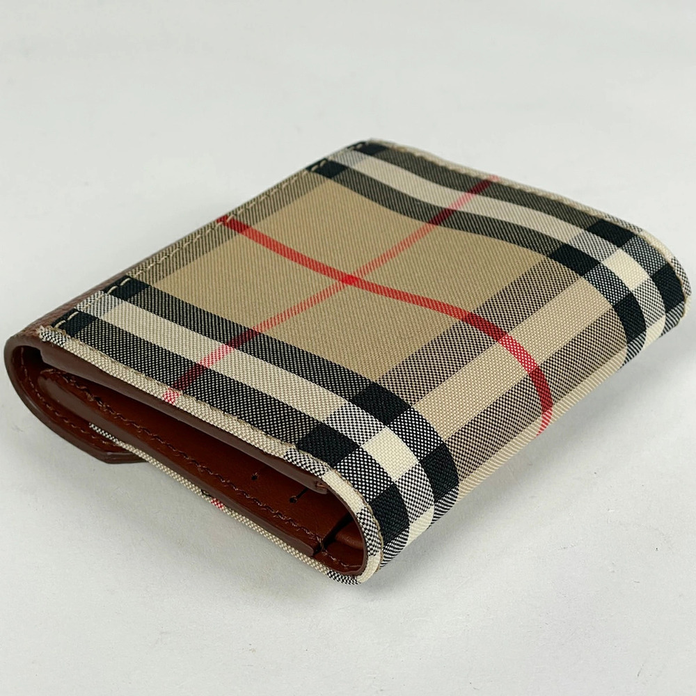 Burberry wallet Nova check trifold brown beige canvas Brown Tan